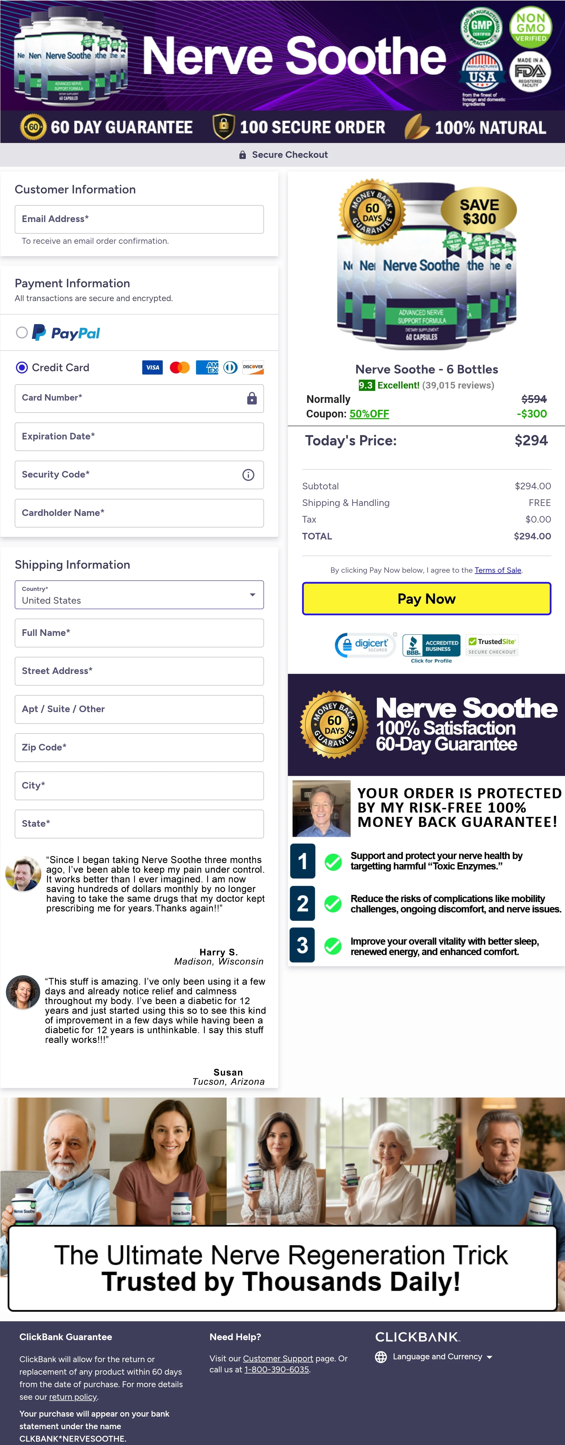 Nerve Soothe order form